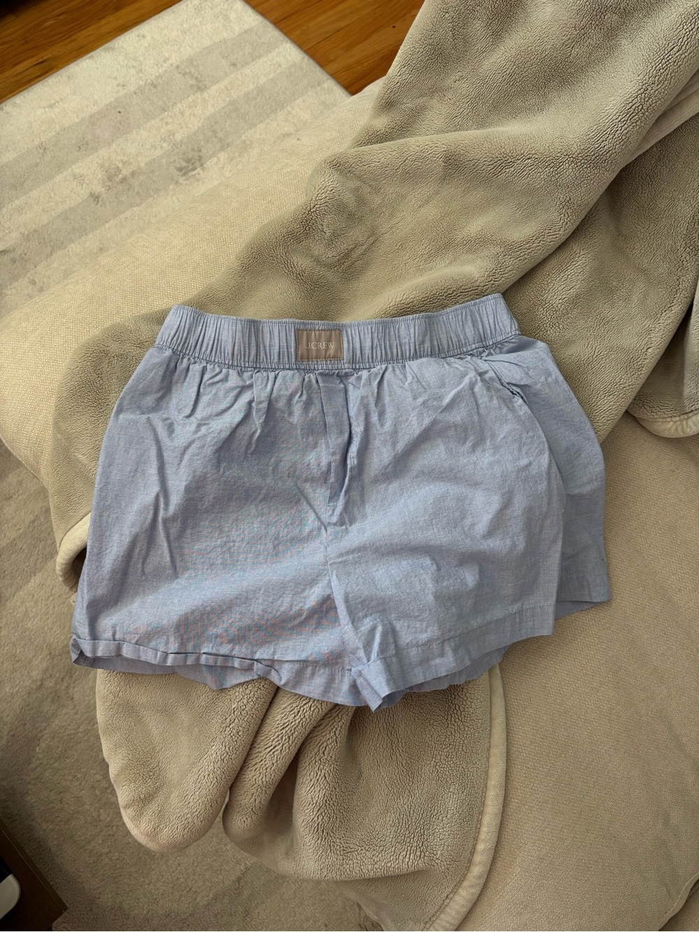 Light Blue Women’s Casual Elastic-Waist Boxer Shorts - J. Crew